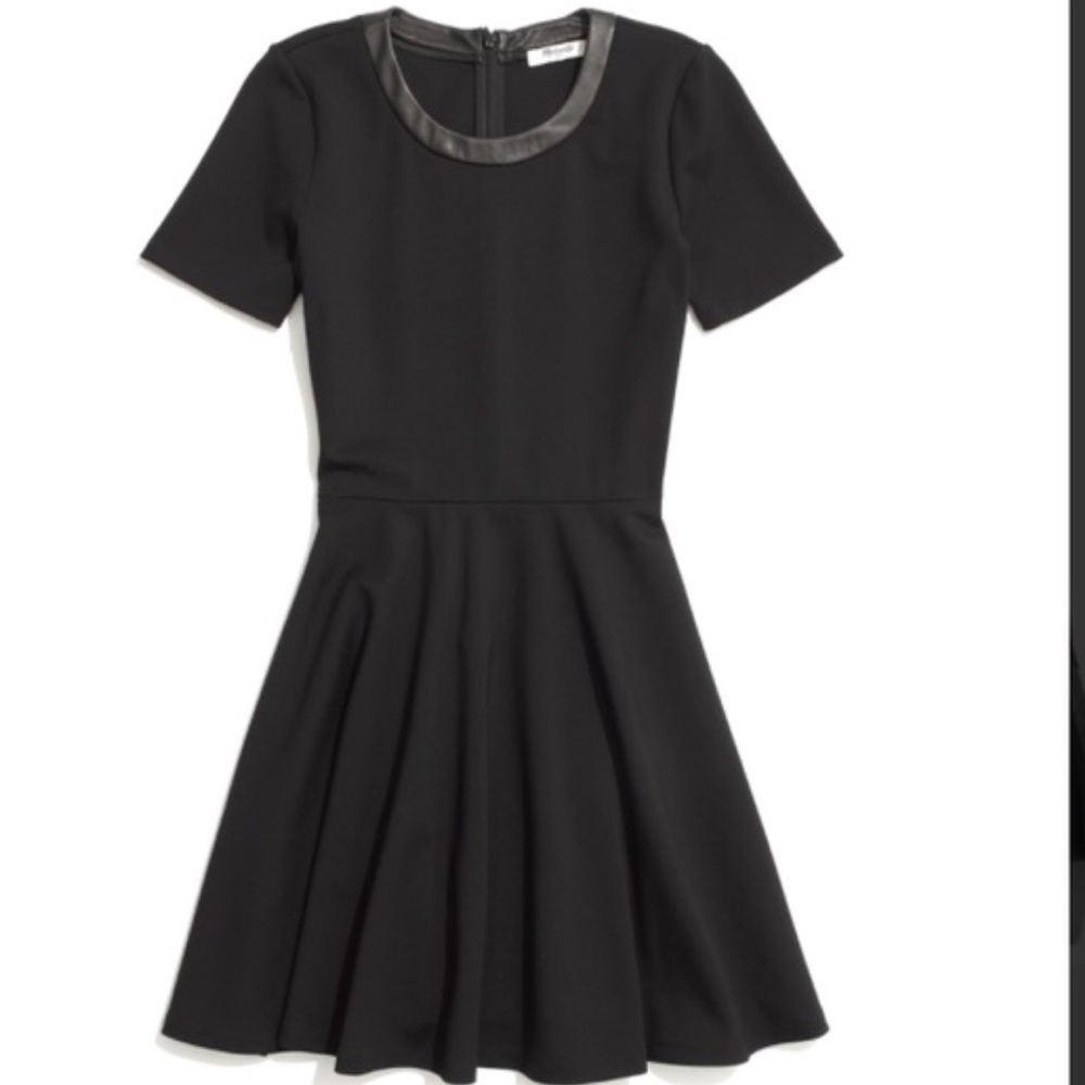 Madewell black leather Trim A-line dress